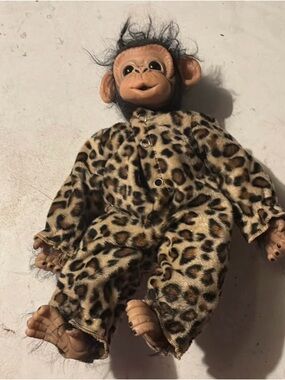 Plush Leopard Print Monkey Toy - Brown.